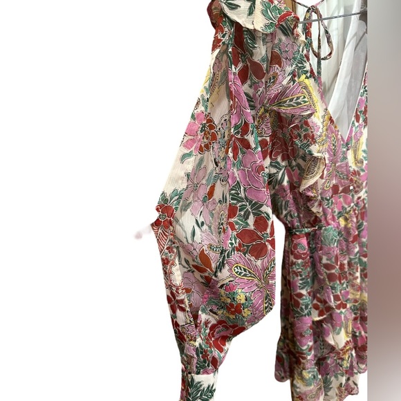 TopShop Ruffle Floral Mini Dress Lightweight Crepe Chiffon Button Bodice… - Picture 7 of 7